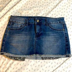 Faded denim skirt